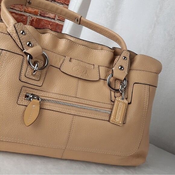 Coach Penelope Beige Pebbled Leather Shoulder Bag - Picture 3 of 13